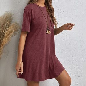 Emery Rose Pocket Front Tee Dress | women’s L | maroon | oversized | T-shirt